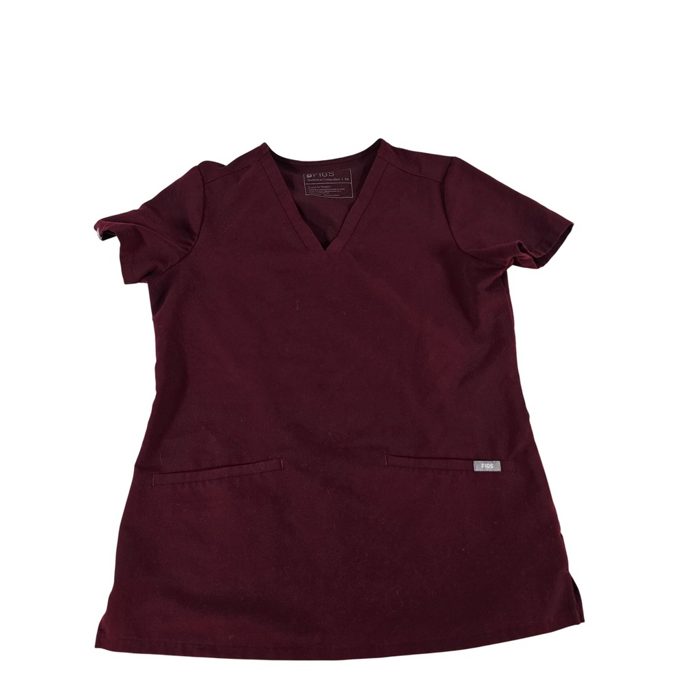FIGS Technical Collection Scrub Top Burgundy Maroon V-Neck XS FW1100